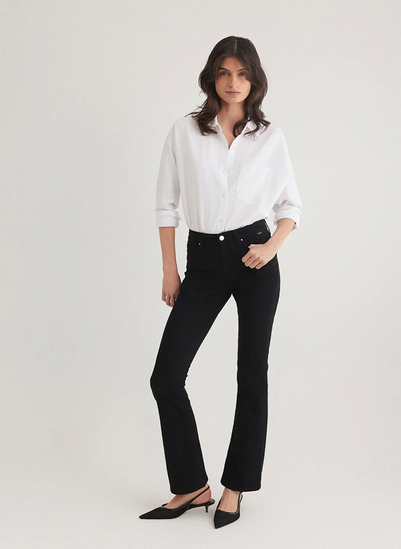 مافي بنطلون جينز مولى أسود مطاطي